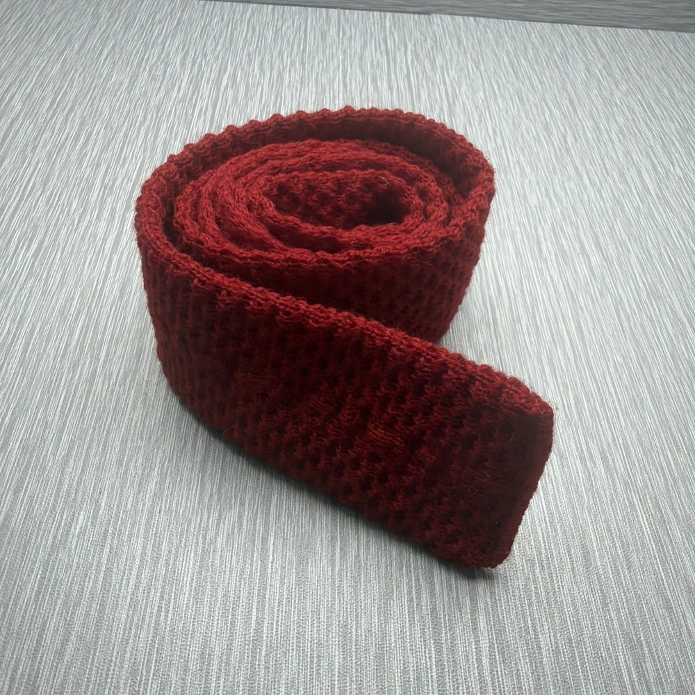 Jacobs Roberts Knit Tie Red Silk Men's Vintage Square End Necktie Italy